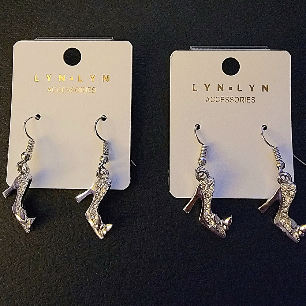 Silver High Heel Earrings / One Available